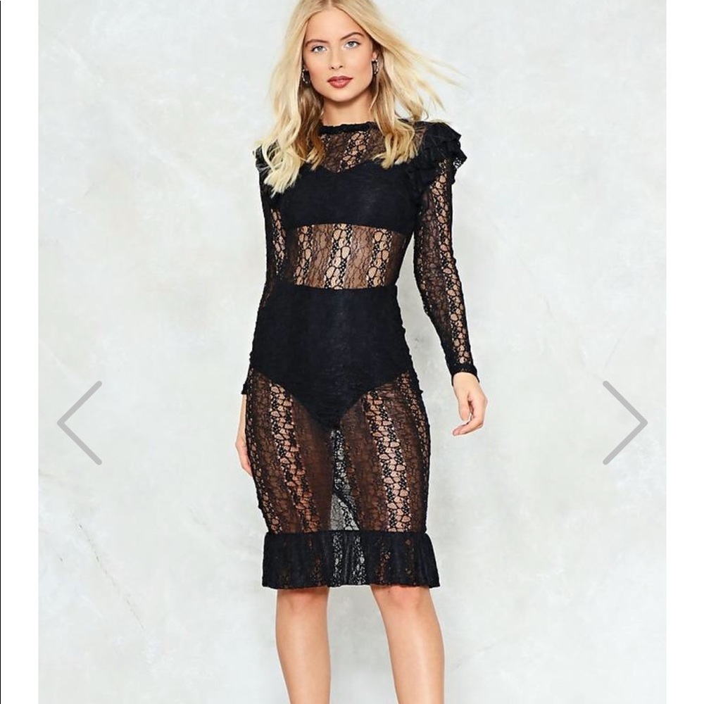 Nasty Gal Let Your Lace Flow Midi Dress